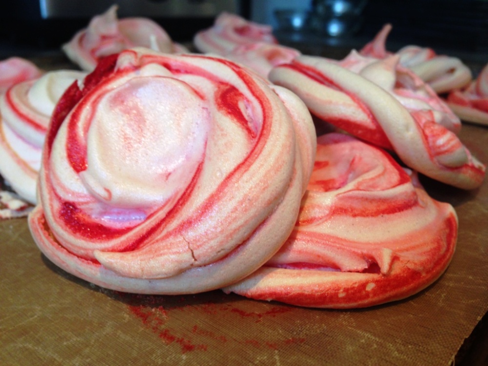 red swirl meringue nests for strawberry base easy dessert recipe